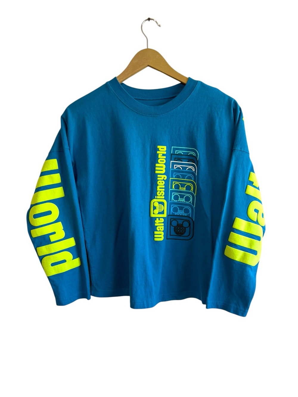 Walt Disney World Youth XL Blue Green Long Sleeve Spirit Jersey Top Travel